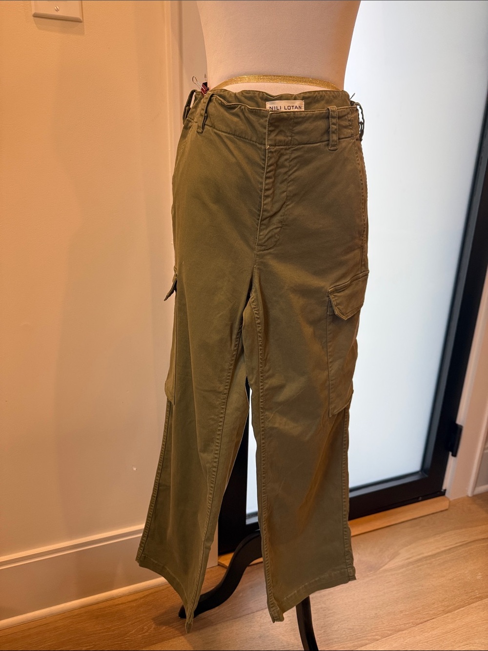 Nili Lotan Olive Green Cargo Trousers